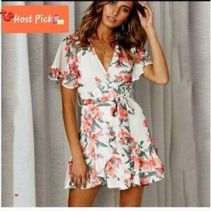 White Floral Mini Dress